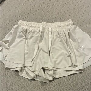 Women's White Elastic Waist Running Shorts XS